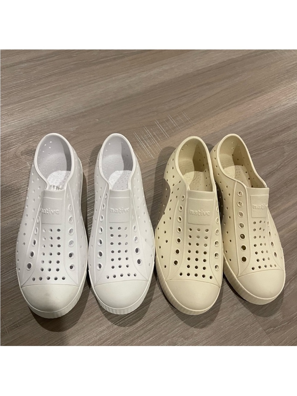 NWOT Bundle Native White and Tan Perforated Slip-On size j2